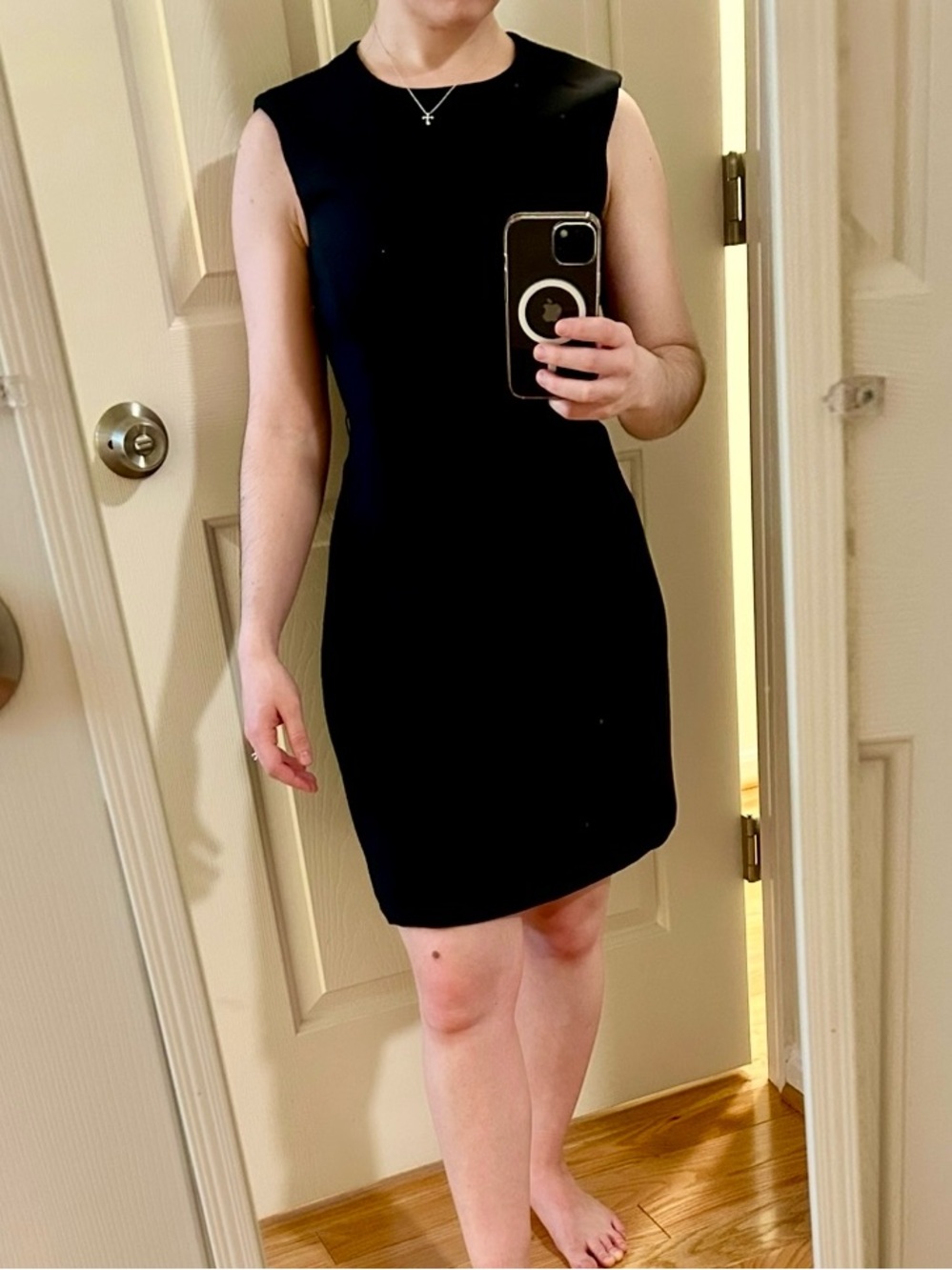 Theory Black Sleeveless Mini Sheath Dress